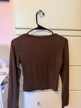 SHEIN Brown Long Sleeve Crop Top